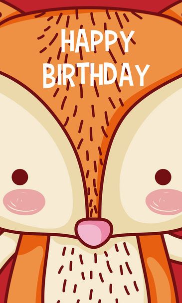 Happy birthday to you fox cartoon vector illustration graphic design - Διάνυσμα, εικόνα