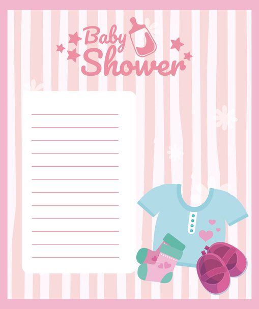 baby shower blank card with cute cartoons vector illustration graphic design - Vector, Image