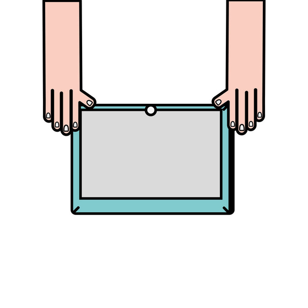 mains avec écran tablette technologie objet vecteur illustration
 - Vecteur, image