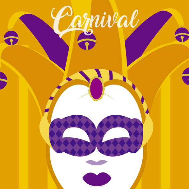Καρναβάλι με μάσκα και confeti διανυσματική εικόνα γραφικού σχεδιασμού - Διάνυσμα, εικόνα