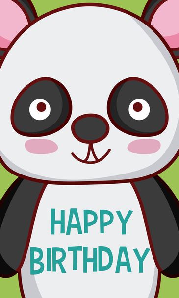Miś Panda szczęśliwy urodziny wektor ładny karty bajki projekt graficzny ilustracja - Wektor, obraz
