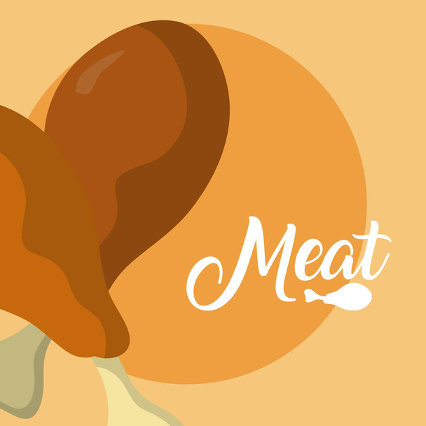 Chicken thighs over orange background vector illustration graphic design - Vector, Image