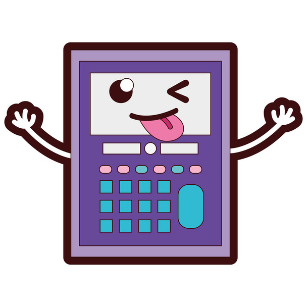 colore pieno divertente calcolatrice oggetto kawaii con le braccia vettoriale illustrazione
 - Vettoriali, immagini