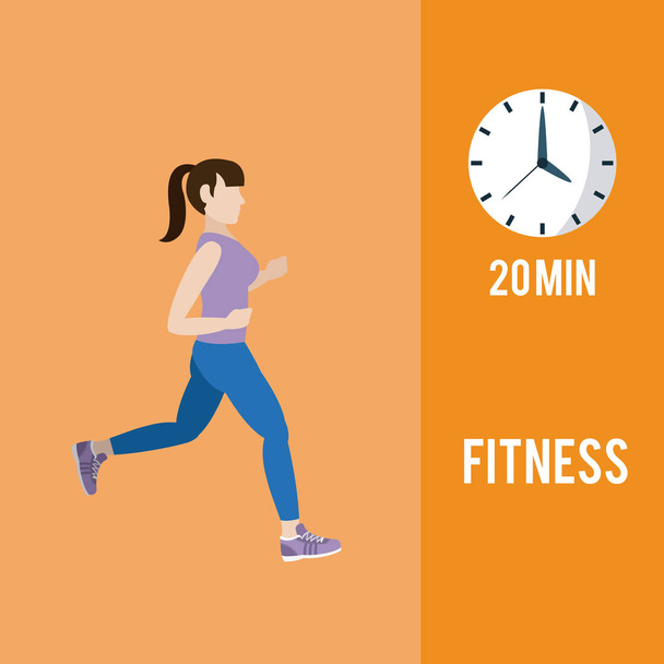 Woman running for twenty minutes vector illustration graphic design - Vector, Image