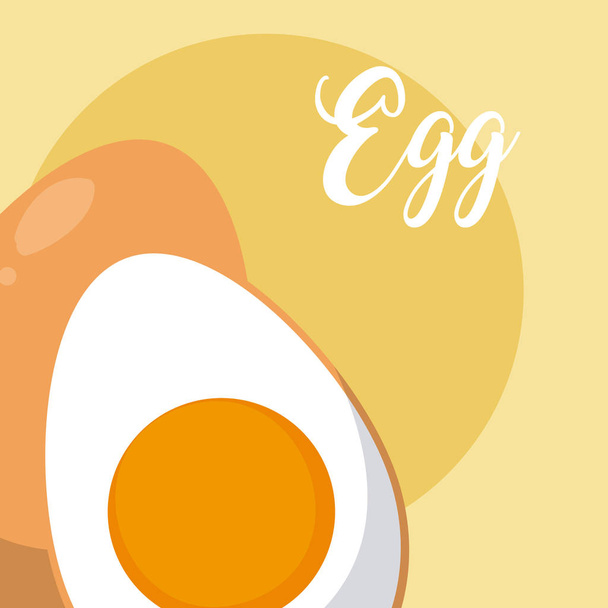Egg cooked half cut over yellow background vector illustration graphic design - Vector, Image
