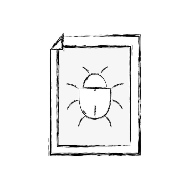 σχήμα έντομο αράχνη να σύμβολο κινδύνου μέσα στο χαρτί εικονογράφηση διάνυσμα - Διάνυσμα, εικόνα
