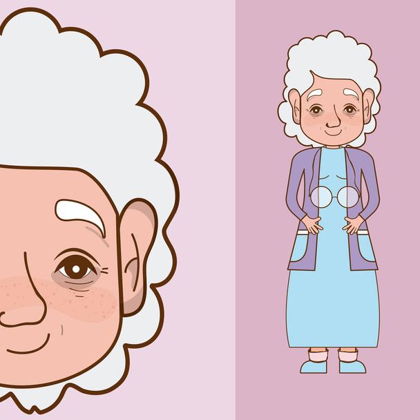 Linda y tierna abuela de dibujos animados vector ilustración diseño gráfico
 - Vector, Imagen