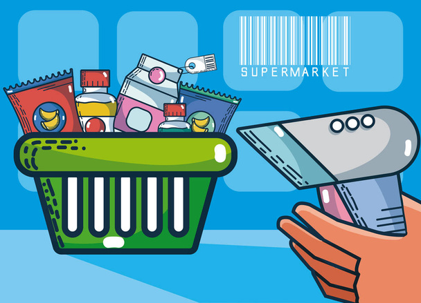 Кошик з продуктами супермаркету Векторні ілюстрації графічний дизайн
 - Вектор, зображення