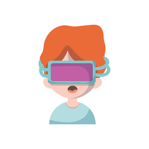 garçon avec des lunettes 3D à l'illustration vectorielle de jeu vidéo virtuel
 - Vecteur, image