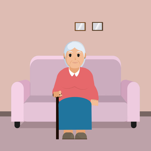 Бабуся сидить на кріслі Векторні ілюстрації графічний дизайн
 - Вектор, зображення