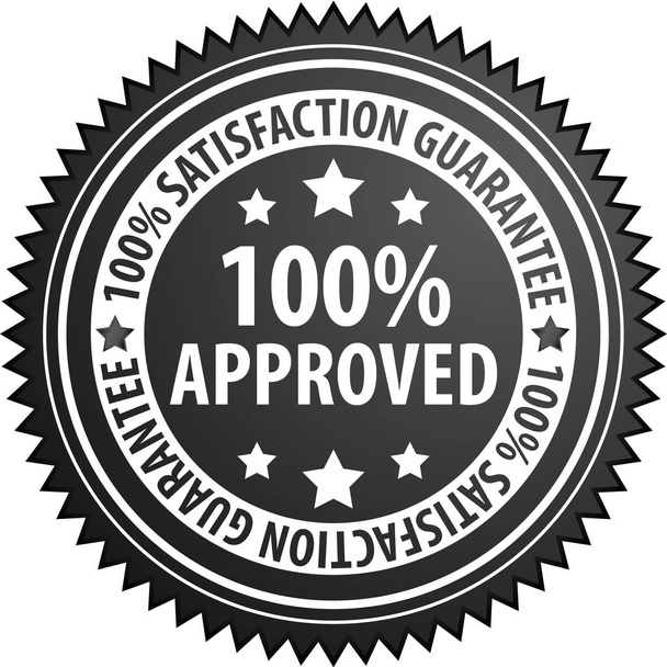 ícone de satisfação garantida com texto 100 por cento aprovado, ilustração vetorial
 - Vetor, Imagem