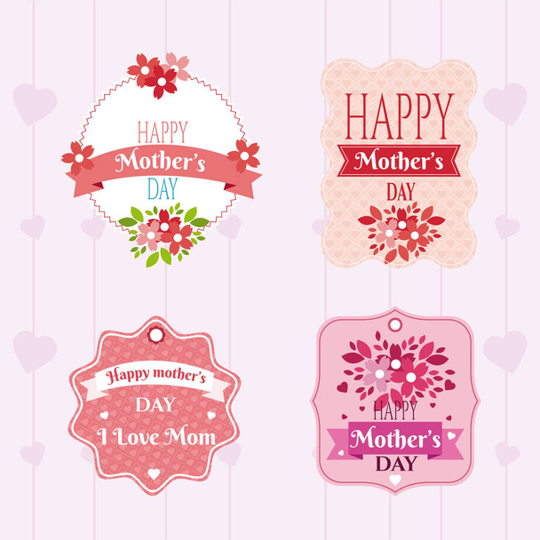 Feliz día de las madres emblemas icono vector ilustración diseño gráfico
 - Vector, Imagen