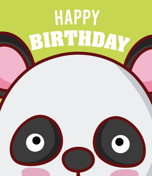 Panda bear happy birthday cute card cartoons vector illustration graphic design - Vector, Image