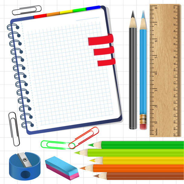 Close up of various school items.Vector illustration. - Vector, Image