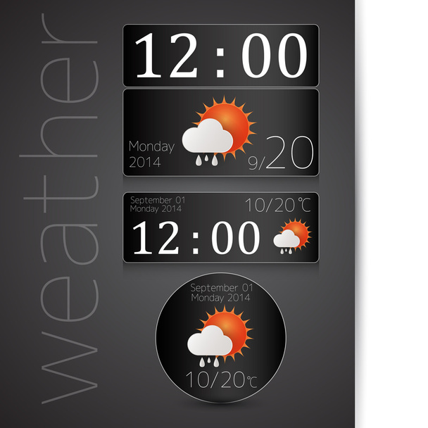 Wheather report icon on monday 2014 september 1 on grey background - Vector, Image
