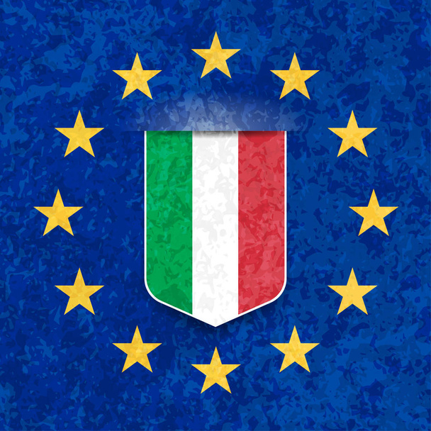 ιταλική σημαία με τα αστέρια της ΕΕ. Απεικόνιση διανυσματικών φορέων - Διάνυσμα, εικόνα
