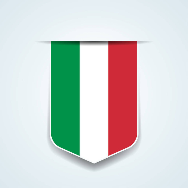 štít s italskou vlajkou, vektorové ilustrace - Vektor, obrázek