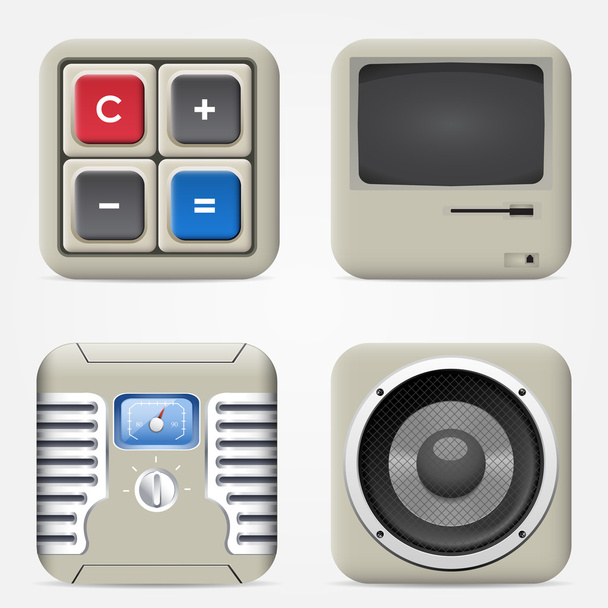 Set of detailed home computer icons - Vector, Image