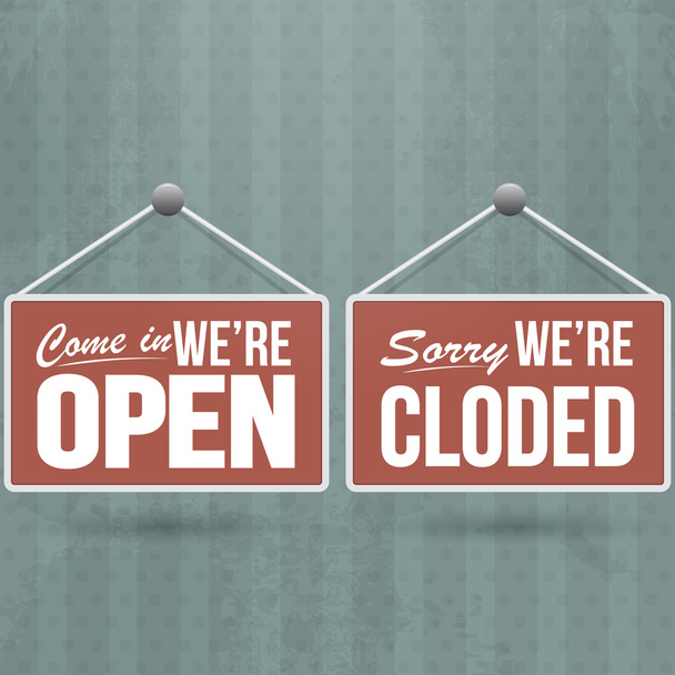 Retro signs Open and Closed. Vector illustration. - Vector, Image