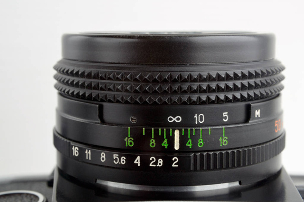 Vintage lens made of glass and iron. Shallow depth of field - Photo, Image