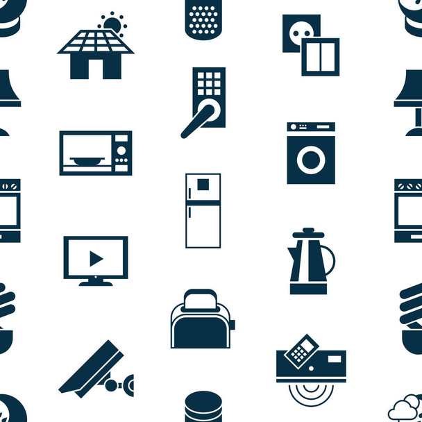 Digital vector smart and digital house simple icons, flat style infographics seamless pattern - Vektor, kép