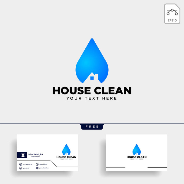 schoonmaak service huis eco logo sjabloon vector illustratie pictogram geïsoleerd - vector - Vector, afbeelding