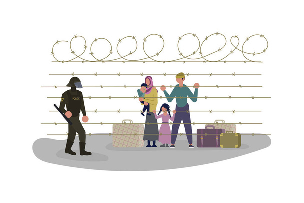 Migrant get into Europe - Vector, Image