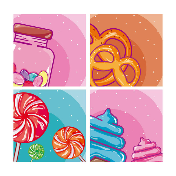 Set von Süßigkeiten Frames Sammlung Vektor Illustration Grafik-Design - Vektor, Bild