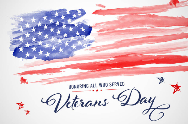 Abstract watercolor american flag - Veterans day. Vector illustration. - Vector, Image