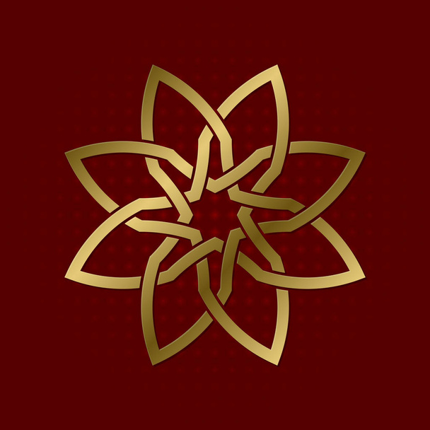 Posvátný geometrický symbol osm plexus okvětní lístky květin. Zlaté mandala logo. - Vektor, obrázek
