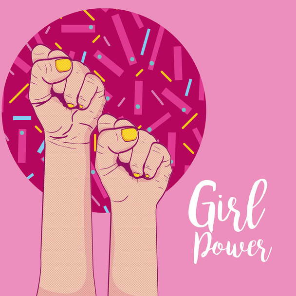 Girl power memphis styl wektor ilustracja projekt graficzny - Wektor, obraz