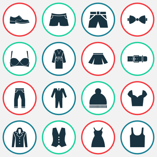 Dress icons set with male footwear, bow tie, suit and other dress elements. Isolated  illustration dress icons. - Photo, Image