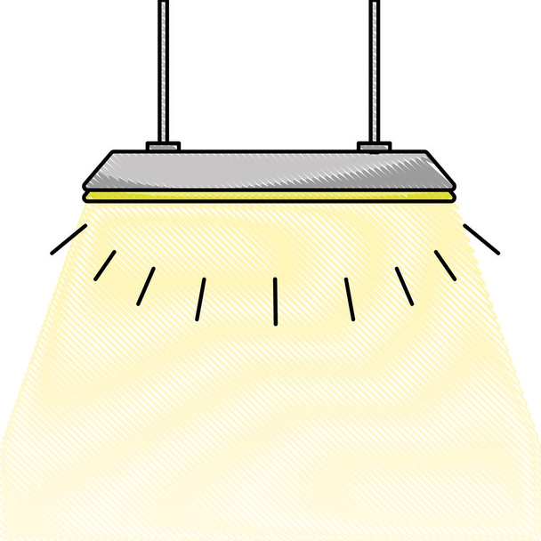 Решетчатая лампа висит и электричество интерьера векторной иллюстрации
 - Вектор,изображение
