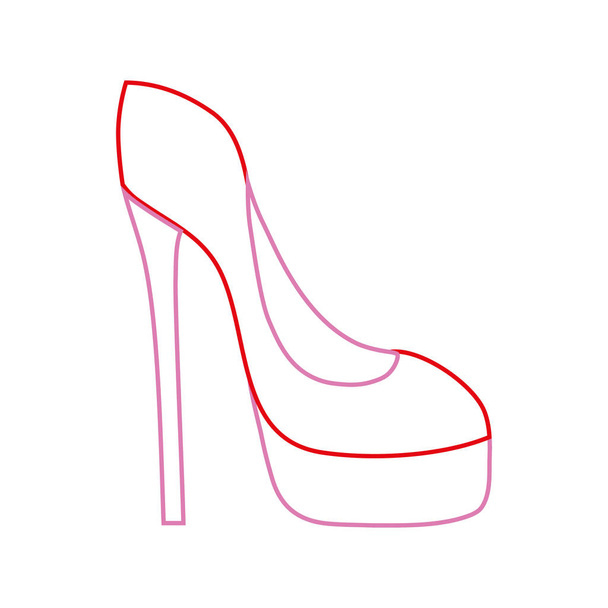 color line fashion heels high shoes style vector illustration - Vector, Image