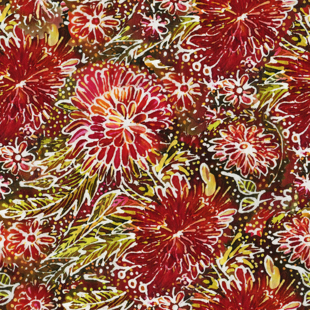 El patrón batik intrincado con textura de tela. Patrón sin costuras. Ilustración dibujada a mano.   - Foto, Imagen