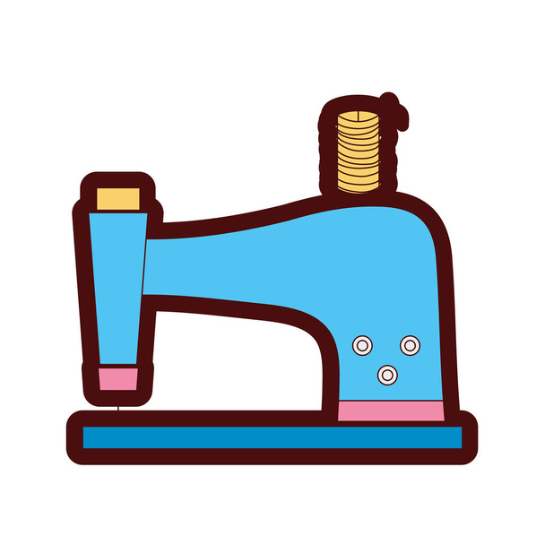 line color sewing machine fashion industry equipment vector illustration - Vector, Image