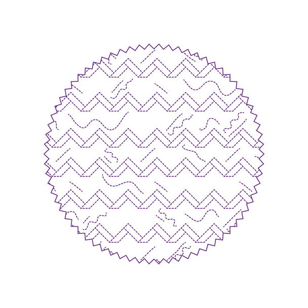пунктирная окружность формы с графической абстрактной иллюстрацией на фоне Мемфиса
 - Вектор,изображение