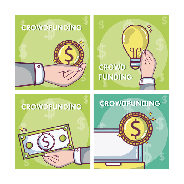 Crowfunding とビジネスの正方形フレーム ベクトル イラスト グラフィック デザイン - ベクター画像