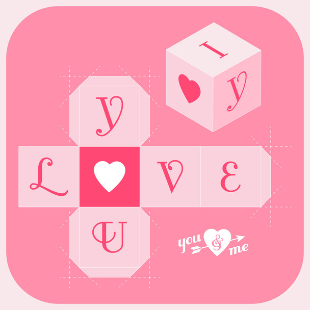 Cut-out cube: I Love You - Vektor, Bild