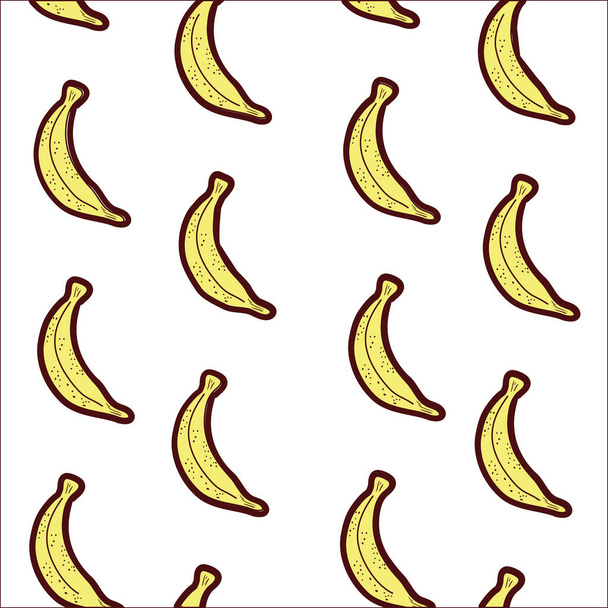 lijn kleur heerlijke banaan fruit achtergrond ontwerp vectorillustratie - Vector, afbeelding