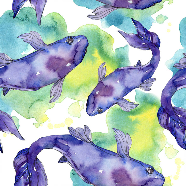 Vízi hal meg. Vörös-tenger és egzotikus halak belül: Aranyhal. Akvarell illusztráció készlet. Akvarell rajz divat aquarelle. Varratmentes háttérben minta. Anyagot a nyomtatási textúrát. - Fotó, kép