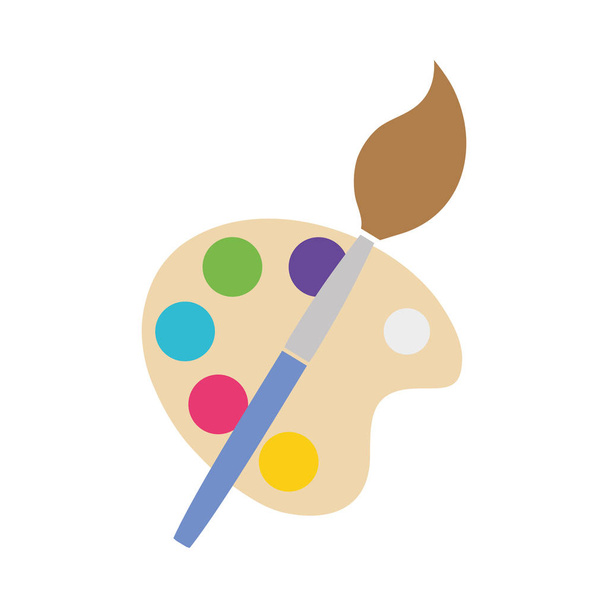 colorful watercolor palette with paint brush object vector illustration - Vector, Image