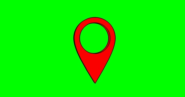 Pin geo location isolated icon logo. Chroma key green screen. - Footage, Video