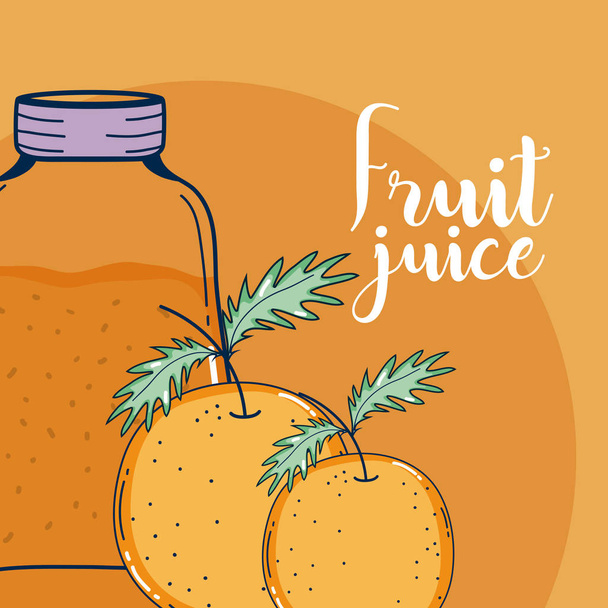 Oranžové ovocné šťávy skleněná láhev vektorové ilustrace grafický design - Vektor, obrázek