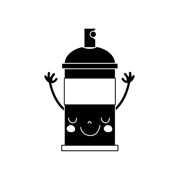 contour emoji cute happy aerosol spray vector illustration - Vector, Image