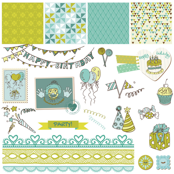 Birthday Party Set - for design and scrapbook - in vector - Vettoriali, immagini