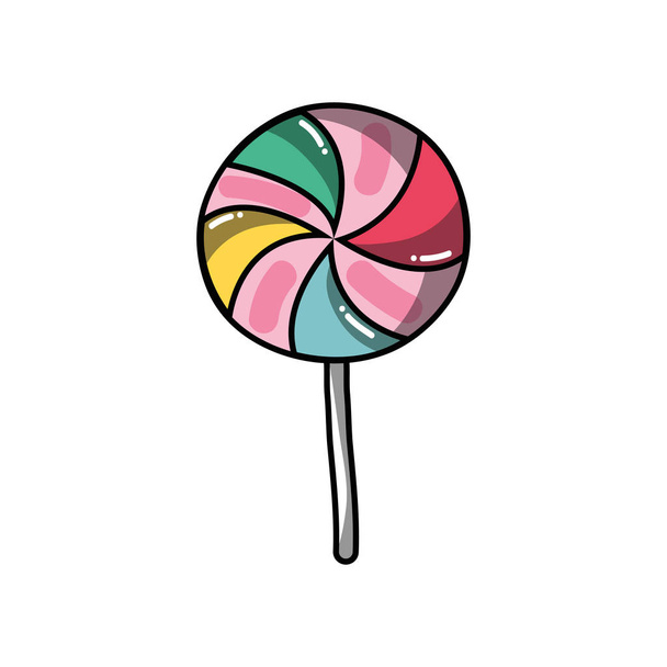 delicious spiral lollipop candy caramel vector illustration - Vector, Image