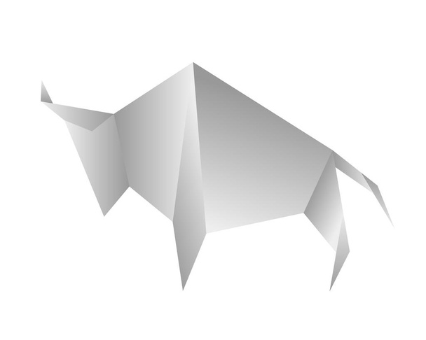 Vektor dühös bika origami stilizált háromszög sokszögű modell. - Vektor, kép