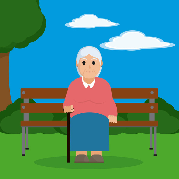 Nonna seduta su poltrona vettoriale illustrazione grafica
 - Vettoriali, immagini