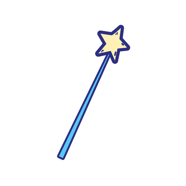 colorful magic wand stick to wizard object vector illustration - Vector, Image